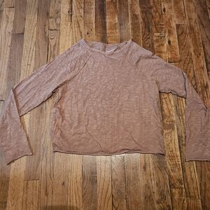 Universal Thread Long Sleeve Tee in Tan Size Xs Raw Hem Guc Casual